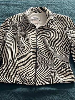 Joseph Ribkoff Y2K Vintage Zebra Black and White detailed sparkles Blazer sz10/M